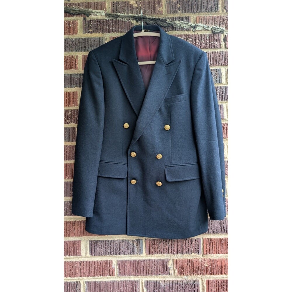 Oakton Ltd Vintage Double Breasted Wool Blazer- Navy-Mens 38S